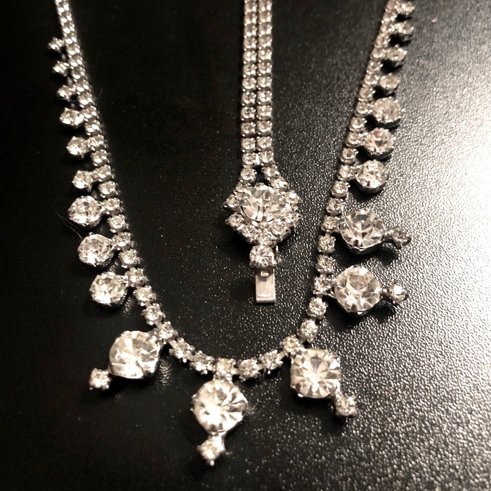Vintage Rhinestone Necklace & Bracelet Set - Picture 2 of 7